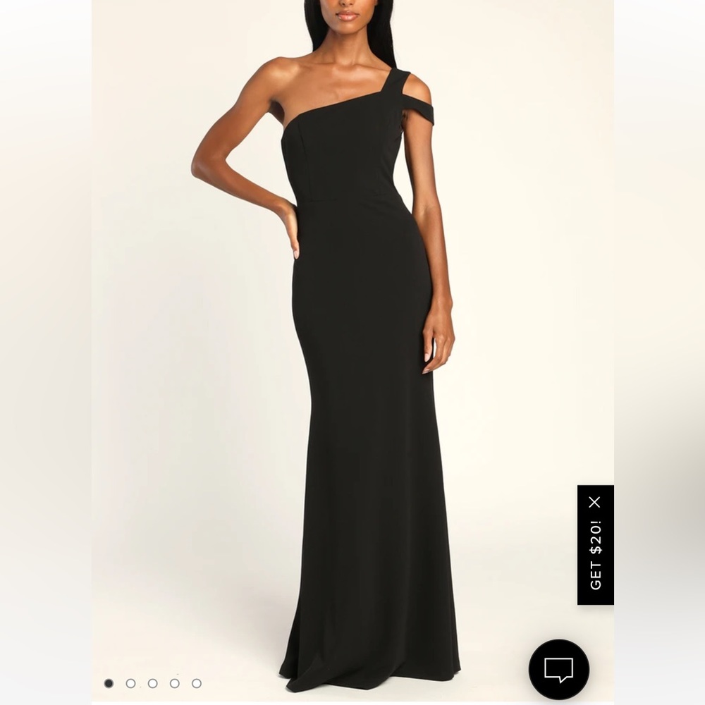 One shoulder black dress gown